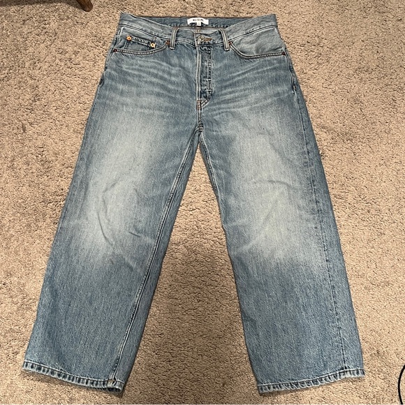 $295 Re/Done Blue Vintage Flow Denim Loose crop Wide Leg Jeans size 27